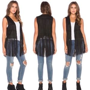 BLANK NYC BLACK SUEDE FRINGE VEST
